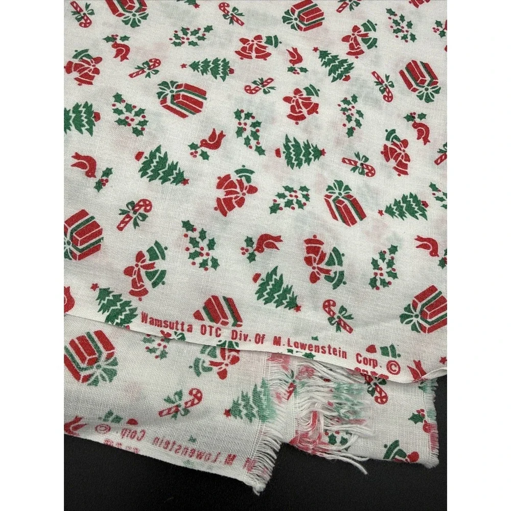 vintage wamsutta cotton fabric Christmas Trees Bells Lowenstein 47 X 44